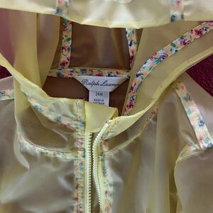 Ralph Lauren Pastel Yellow Floral-Trim Rain Jacket